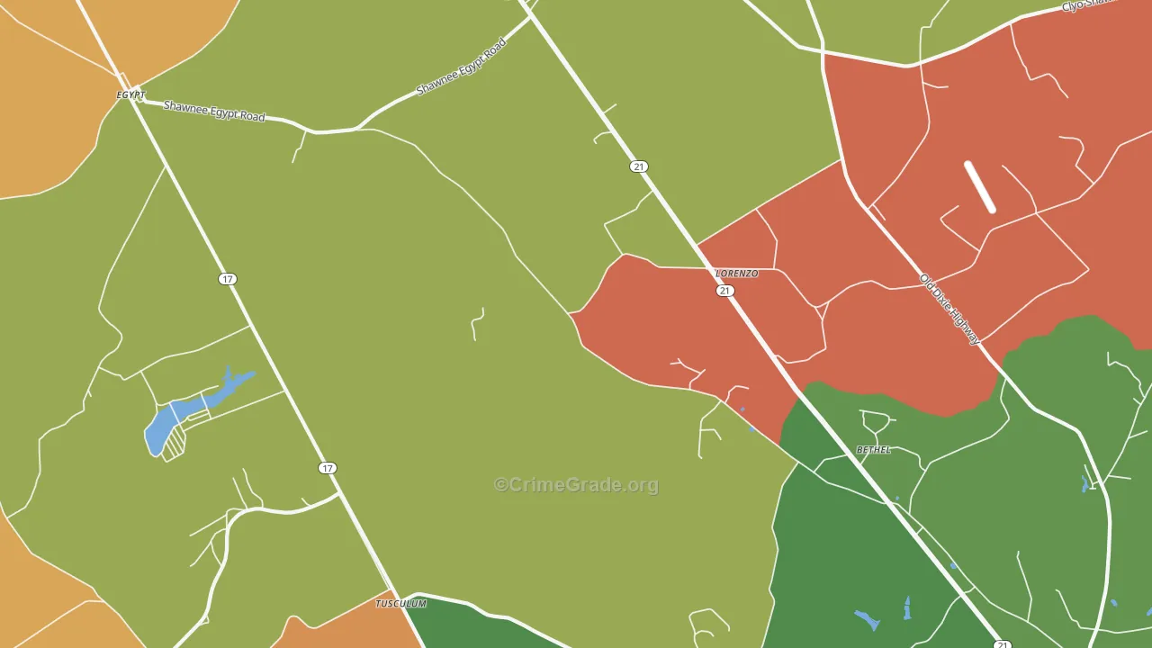 Lorenzo, GA Map of Robbery Rates