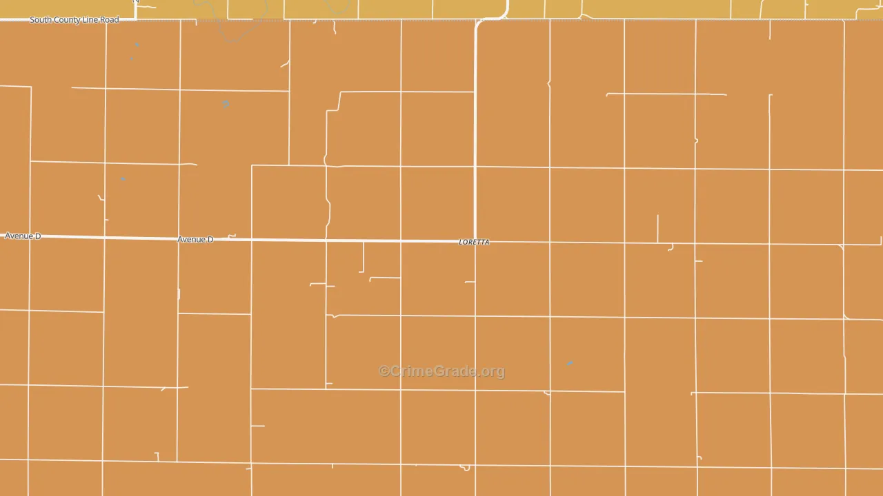 Loretta, KS Map of Robbery Rates