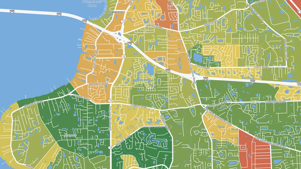 Loretto, Jacksonville, FL Map of Robbery Rates
