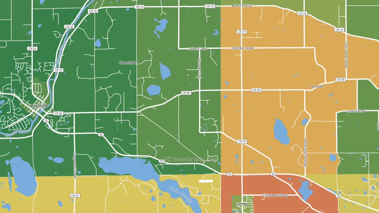 Loretto, MN Map of Robbery Rates