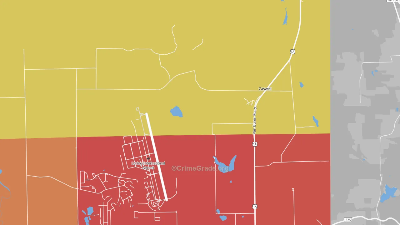 Loring Air Force Base, ME Map of Robbery Rates