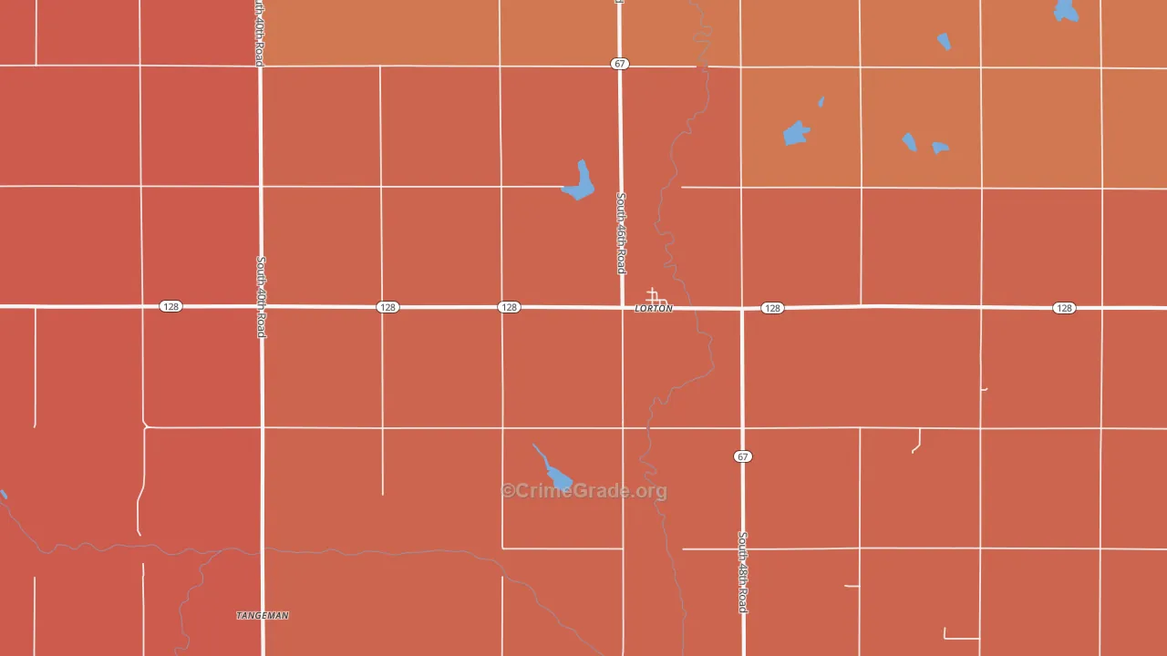 Lorton, NE Map of Robbery Rates