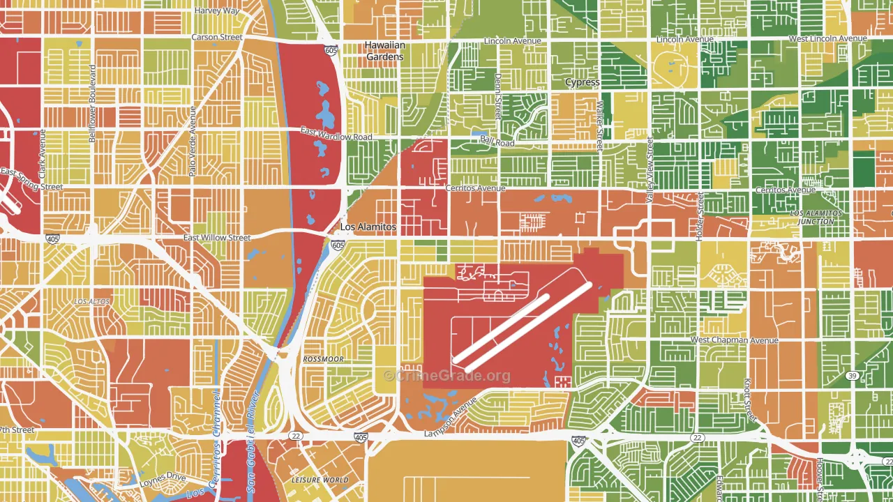 Los Alamitos, CA Map of Robbery Rates
