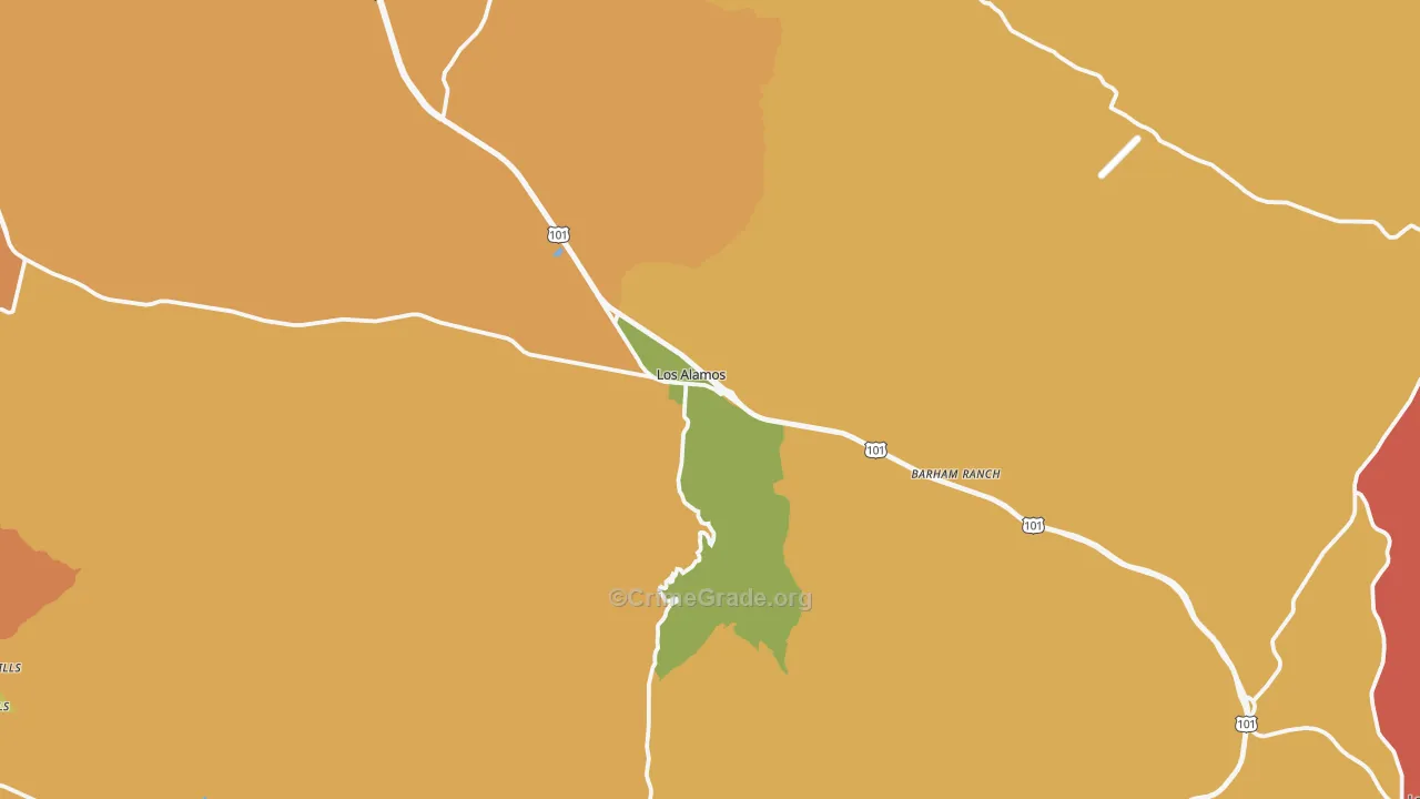 Los Alamos, CA Map of Robbery Rates