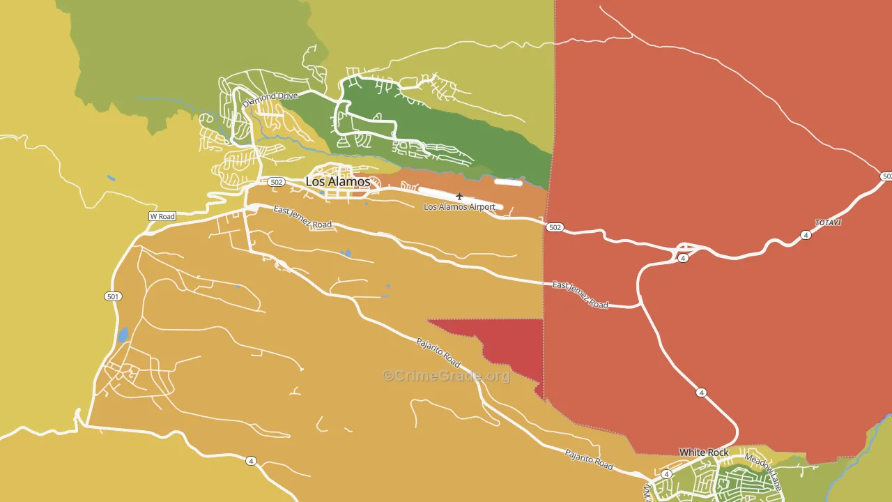 Los Alamos County, NM Map of Robbery Rates