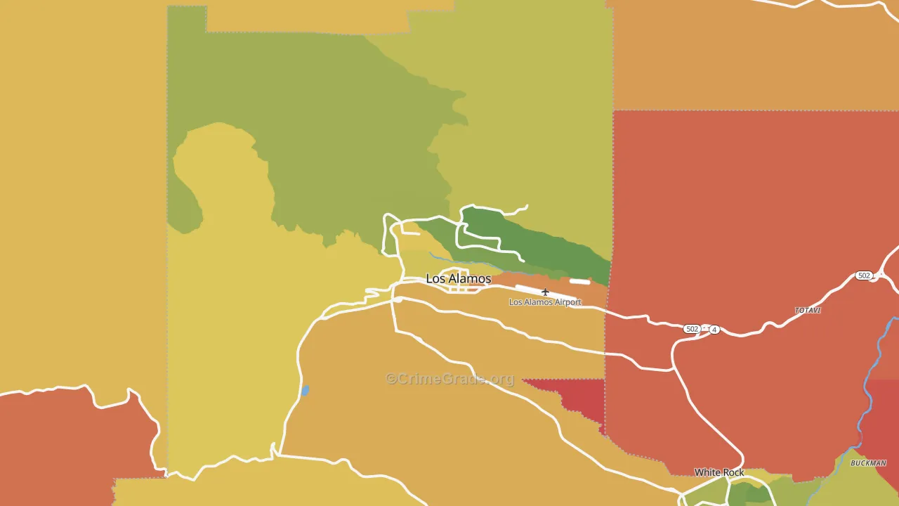 Los Alamos, NM Map of Robbery Rates