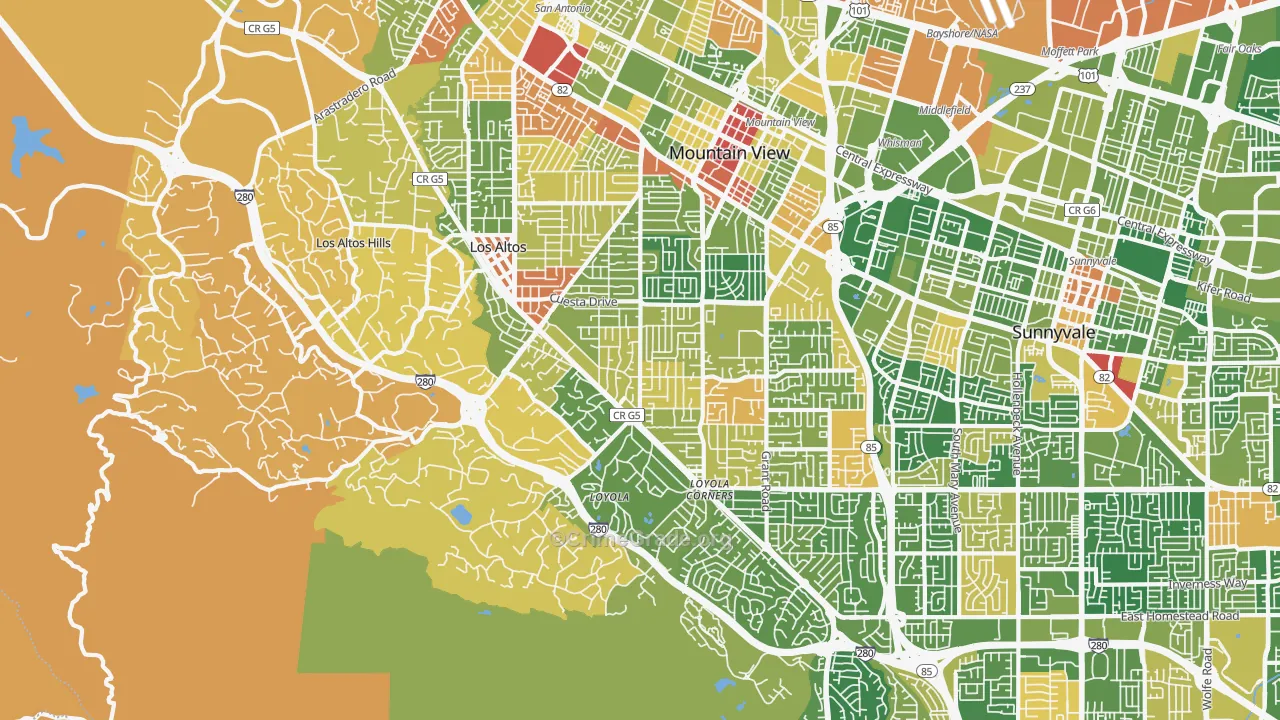 Los Altos, CA Map of Robbery Rates