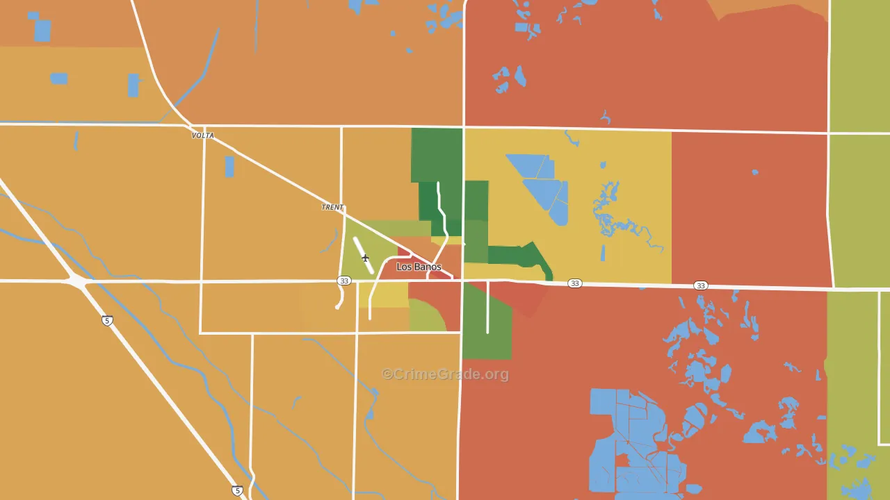 Los Banos, CA Map of Robbery Rates