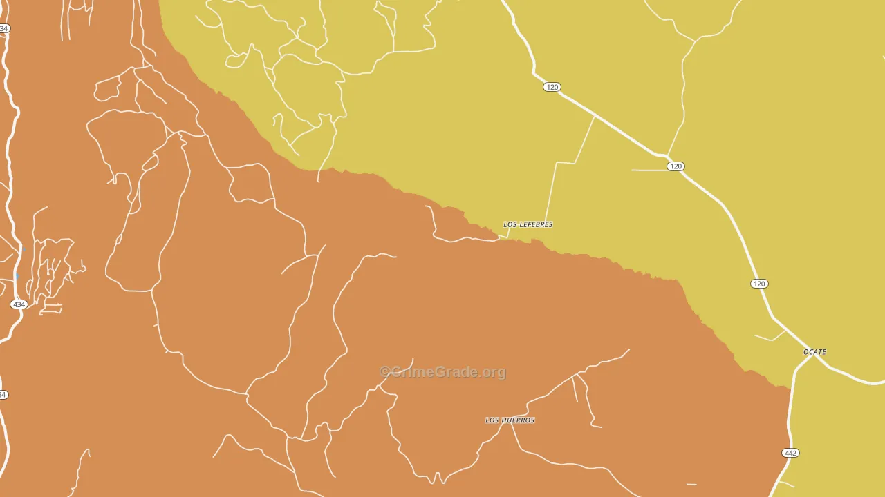 Los Hueros, NM Map of Robbery Rates