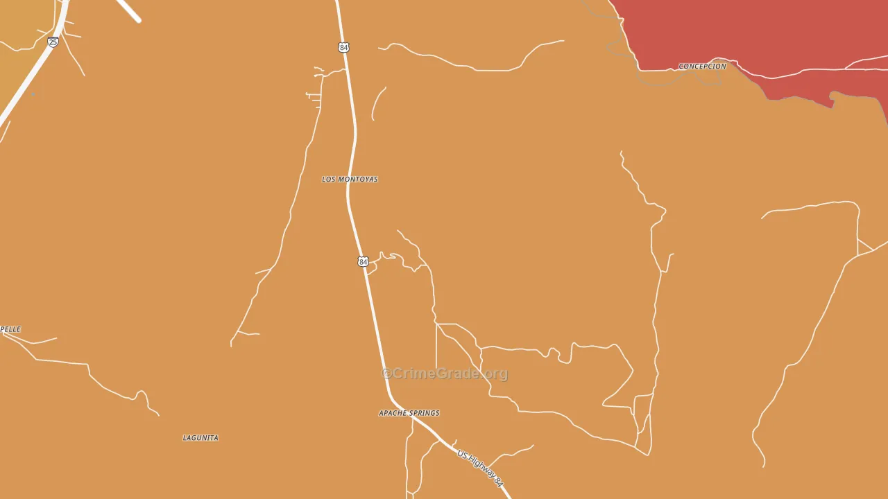 Los Montoyas, NM Map of Robbery Rates