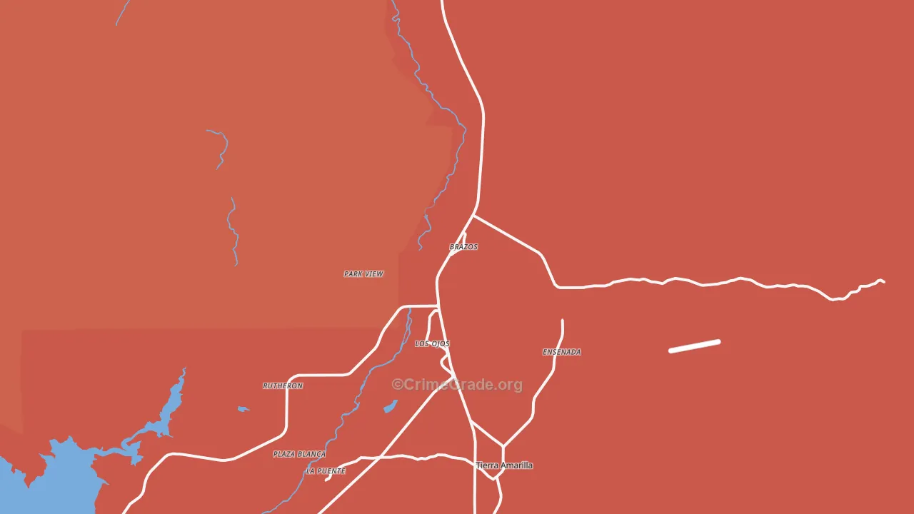Los Ojos, NM Map of Robbery Rates