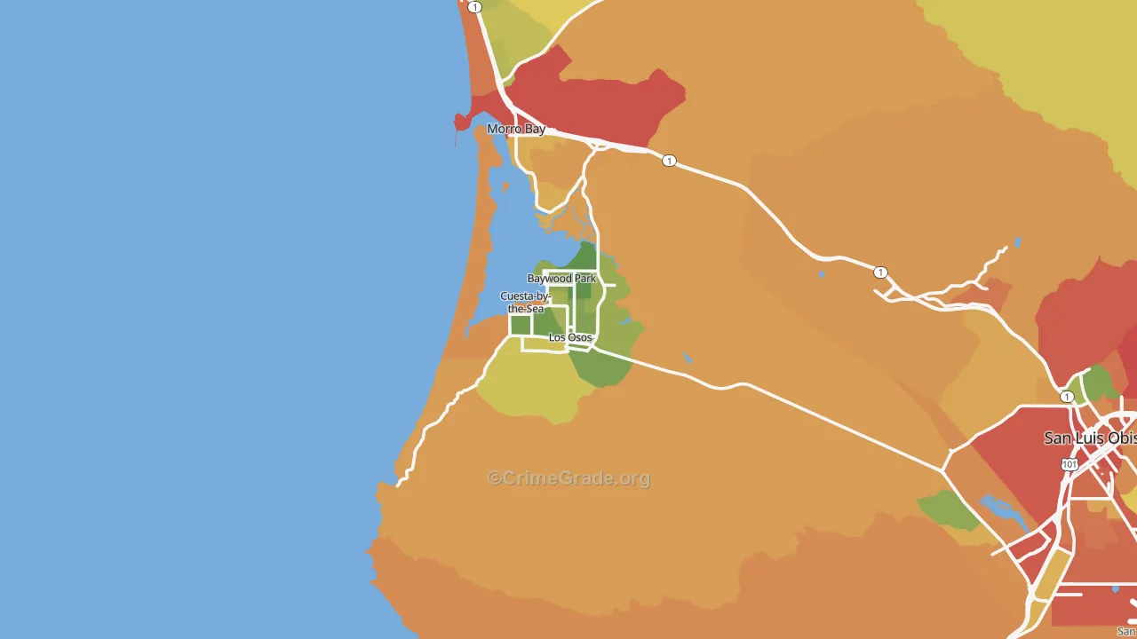 Los Osos, CA Map of Robbery Rates