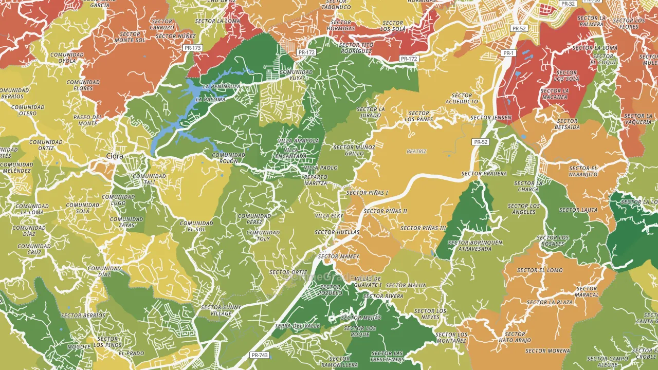 Los Panes, PR Map of Robbery Rates