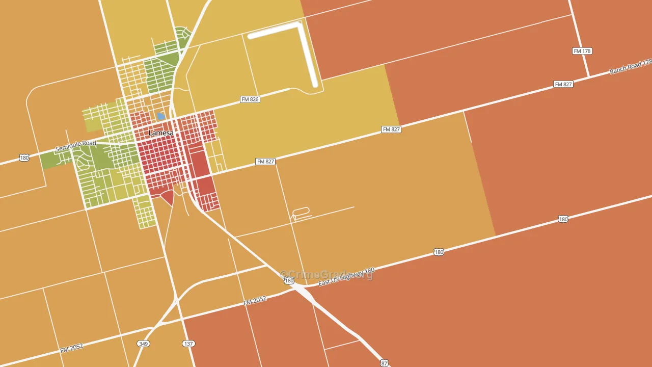 Los Ybanez, TX Map of Robbery Rates