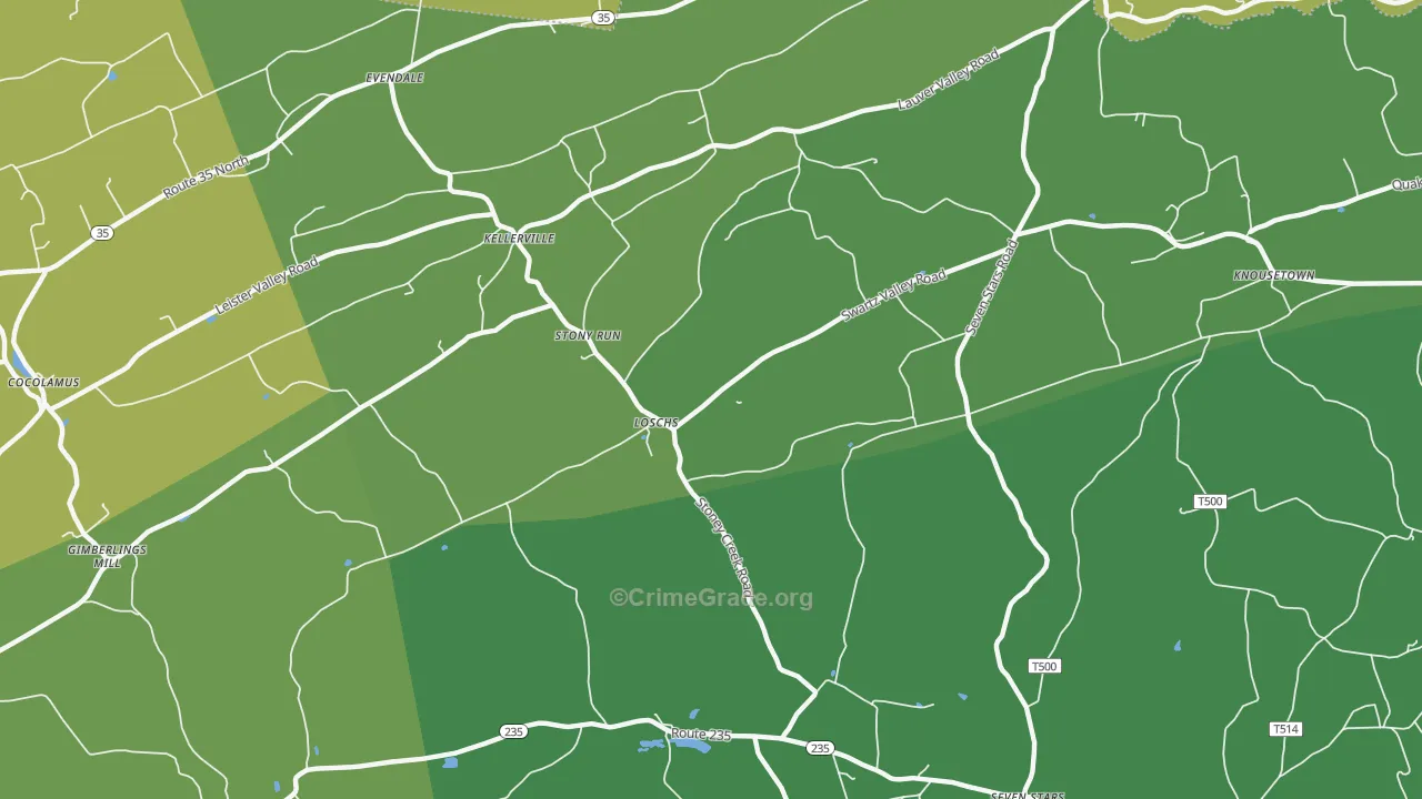 Loschs, PA Map of Robbery Rates