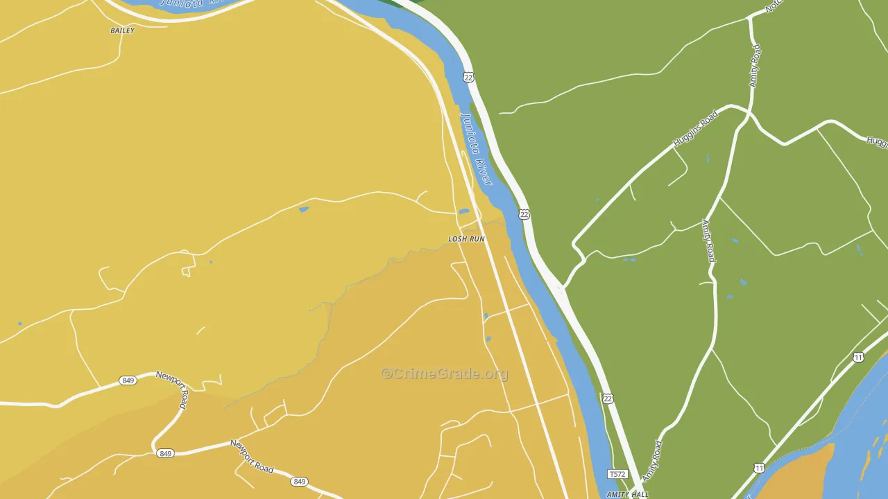 Losh Run, PA Map of Robbery Rates