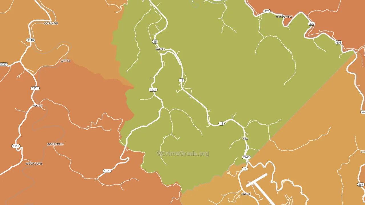 Lost Creek, KY Map of Robbery Rates