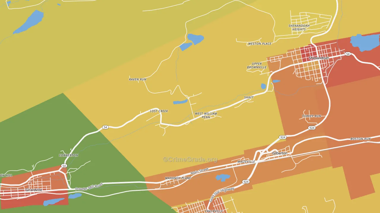 Lost Creek, PA Map of Robbery Rates