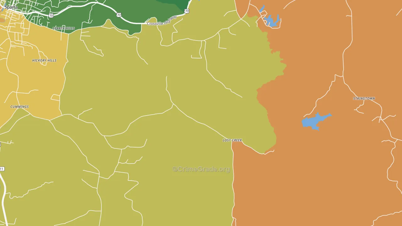 Lost Creek, TN Map of Robbery Rates