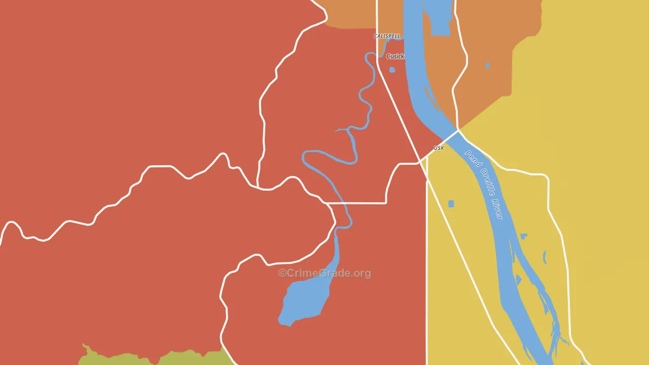 Lost Creek, WA Map of Robbery Rates