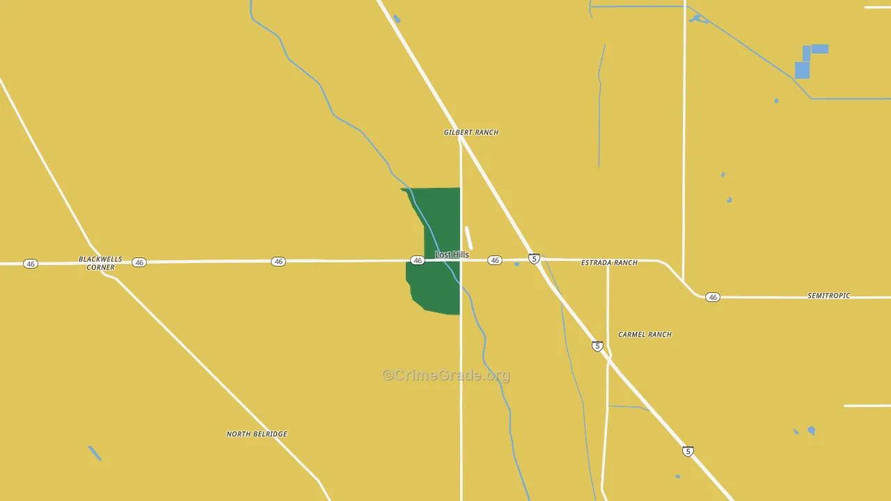 Lost Hills, CA Map of Robbery Rates
