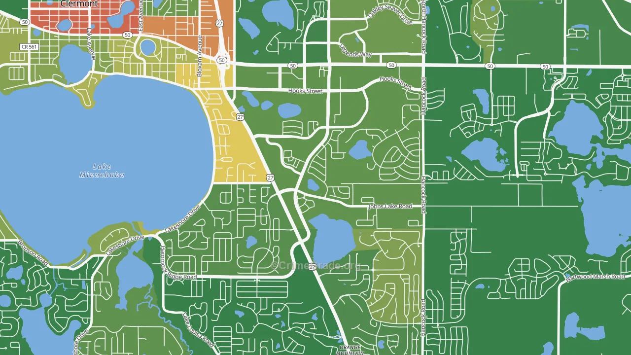Lost Lake, Clermont, FL Map of Robbery Rates