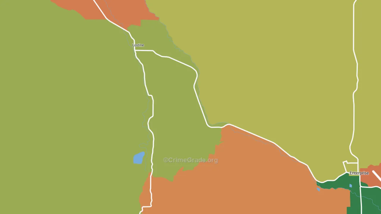 Lostine, OR Map of Robbery Rates