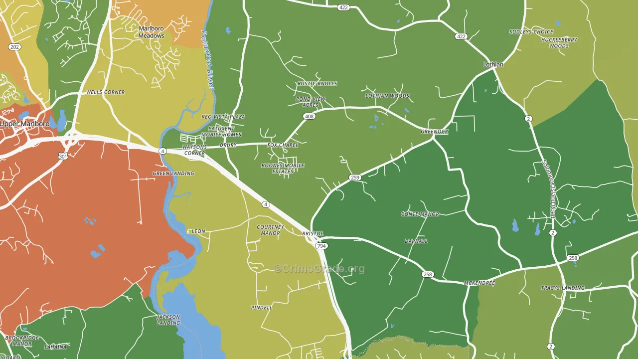 Lothian, MD Map of Robbery Rates