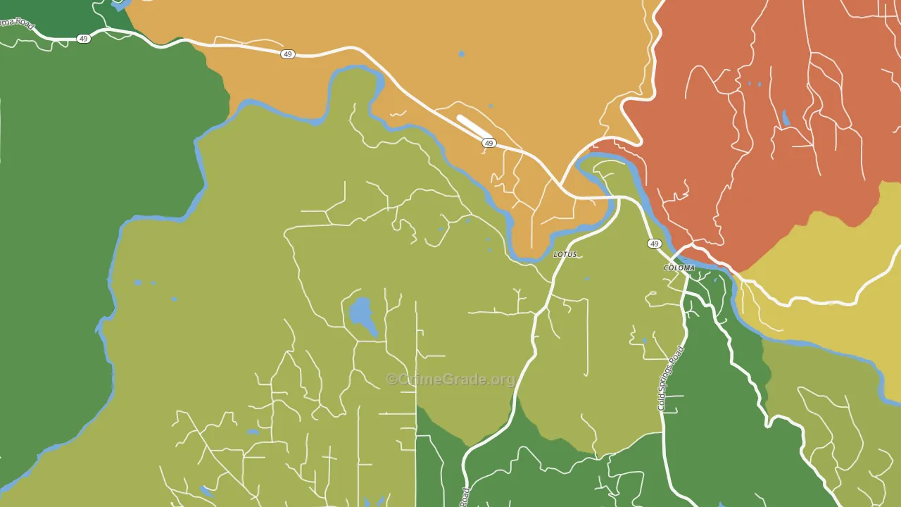 Lotus, CA Map of Robbery Rates