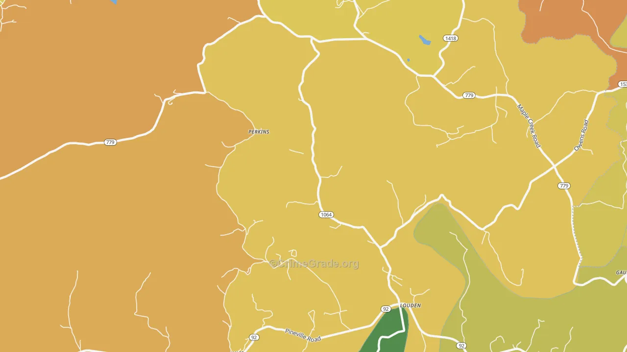 Louden, KY Map of Robbery Rates