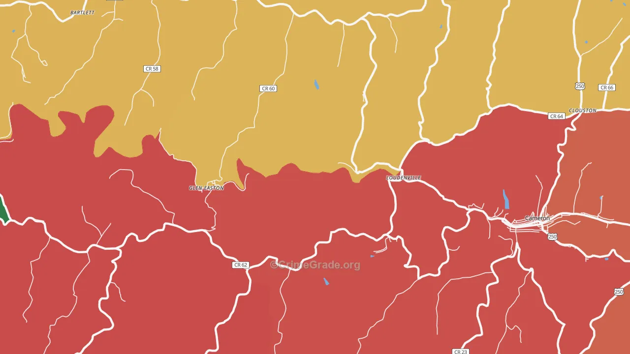 Loudenville, WV Map of Robbery Rates