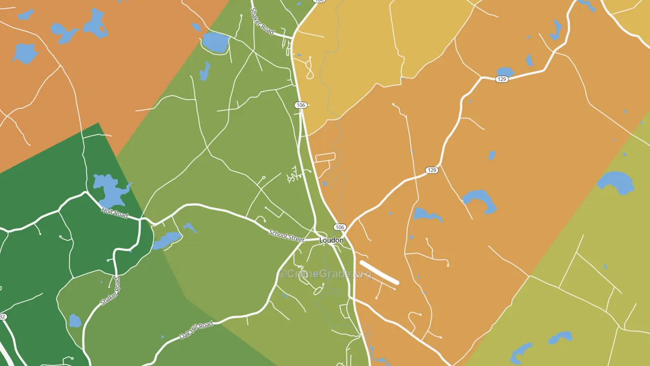 Loudon, NH Map of Robbery Rates