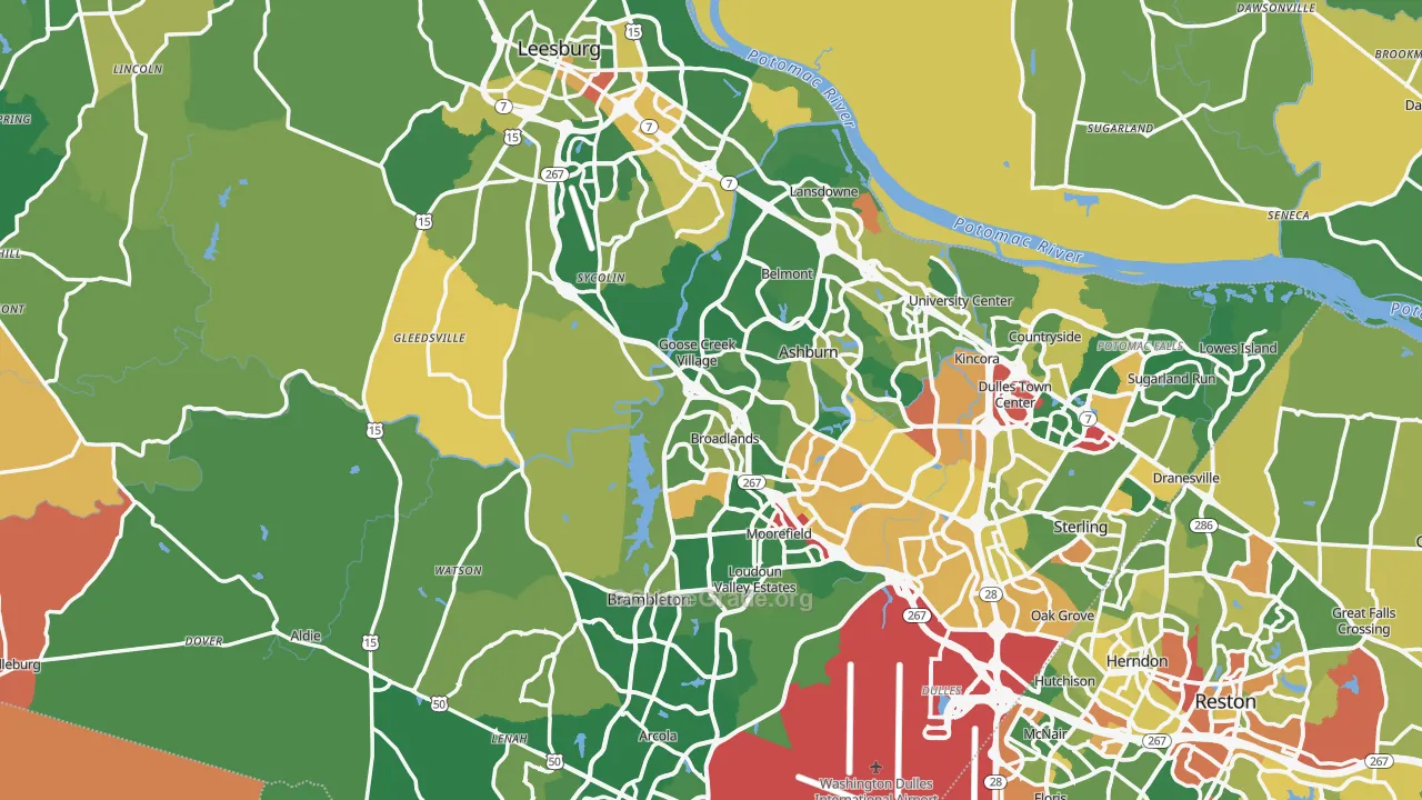 Loudoun County, VA Map of Robbery Rates