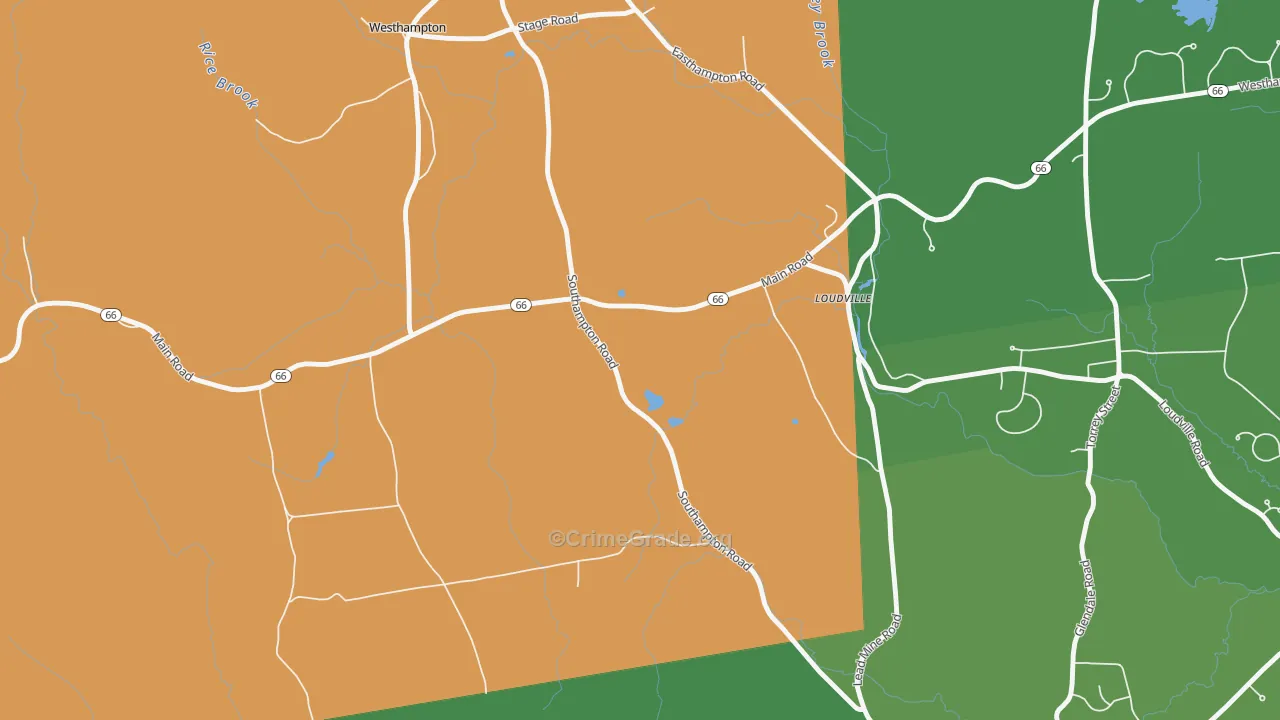 Loudville, MA Map of Robbery Rates