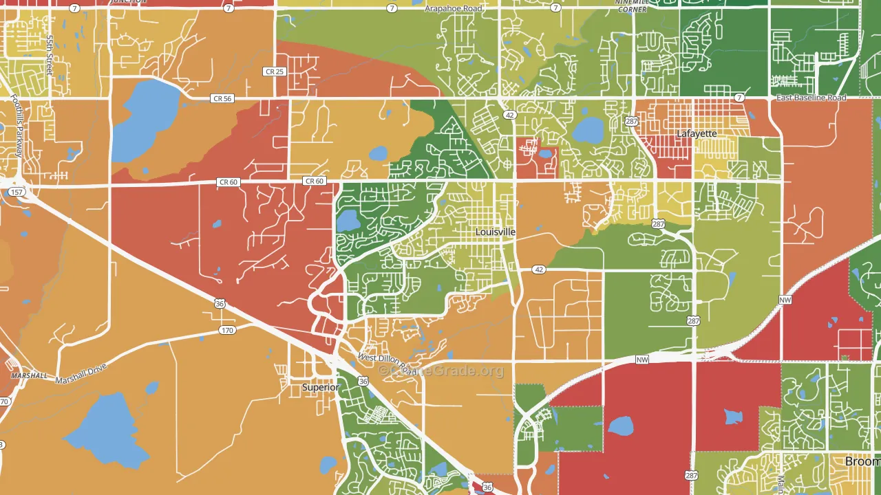 Louisville, CO Map of Robbery Rates