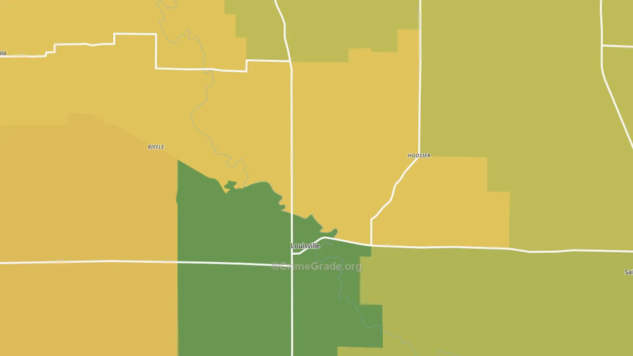 Louisville, IL Map of Robbery Rates