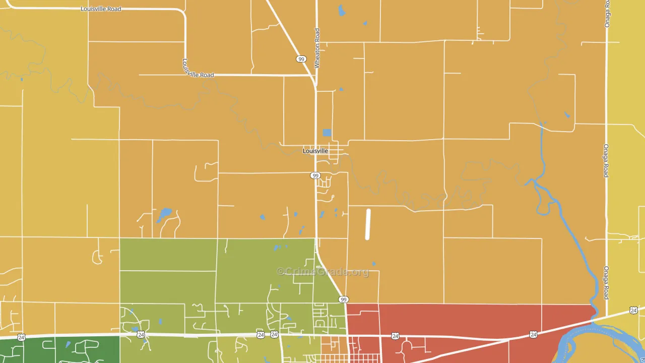 Louisville, KS Map of Robbery Rates
