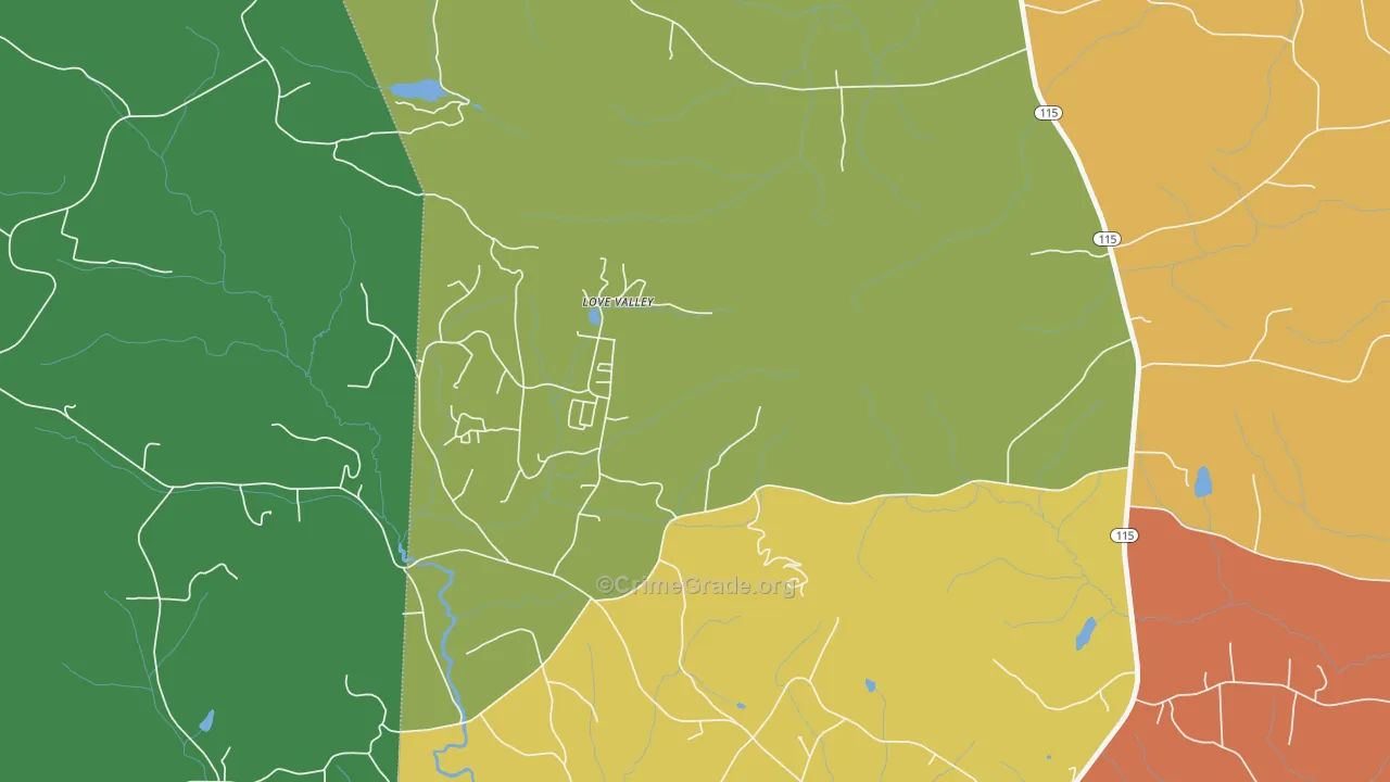 Love Valley, NC Map of Robbery Rates