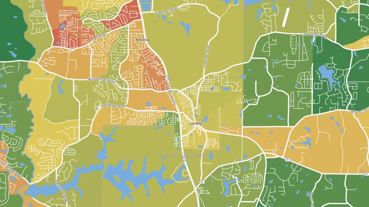 Lovejoy, GA Map of Robbery Rates