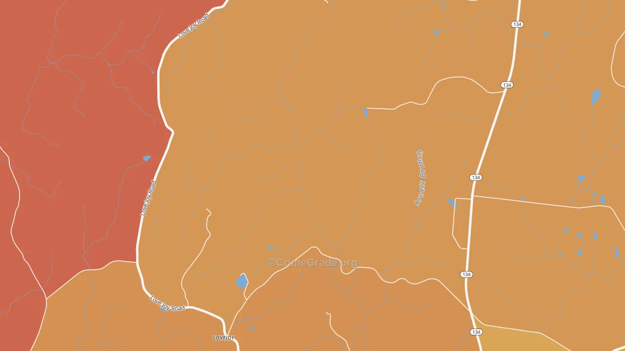Lovejoy, NC Map of Robbery Rates