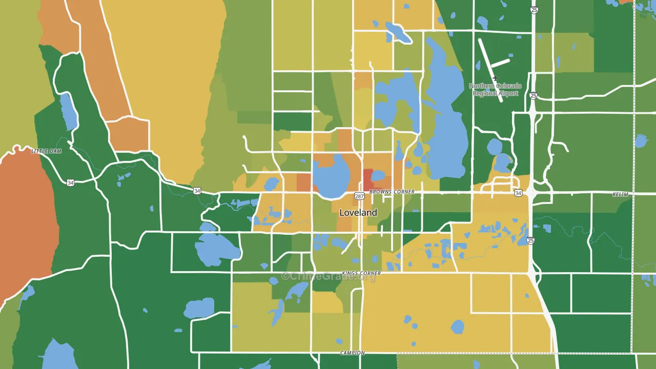 Loveland, CO Map of Robbery Rates