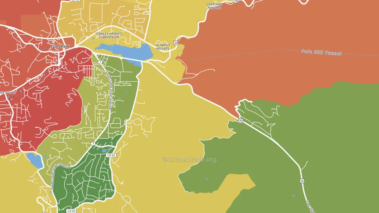 Loveland Heights, CO Map of Robbery Rates