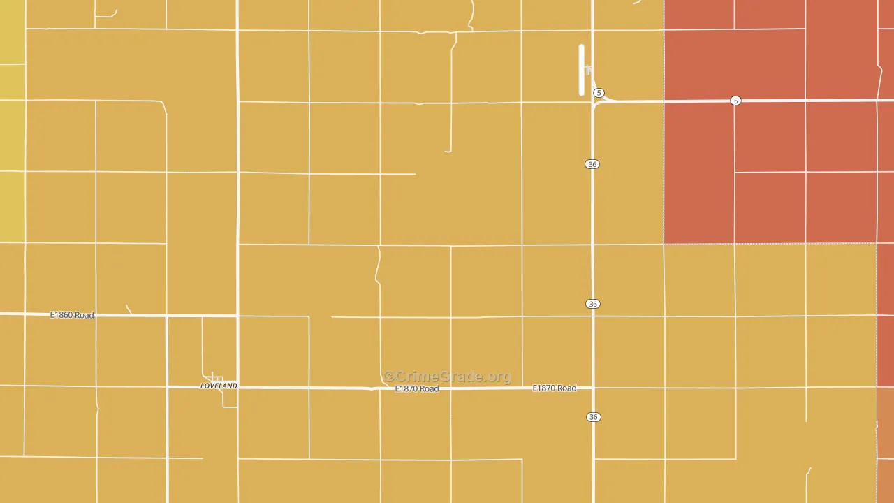 Loveland, OK Map of Robbery Rates