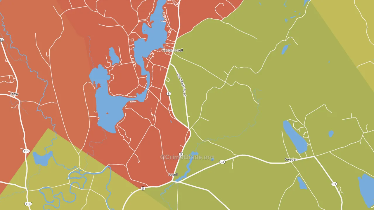 Lovell, ME Map of Robbery Rates
