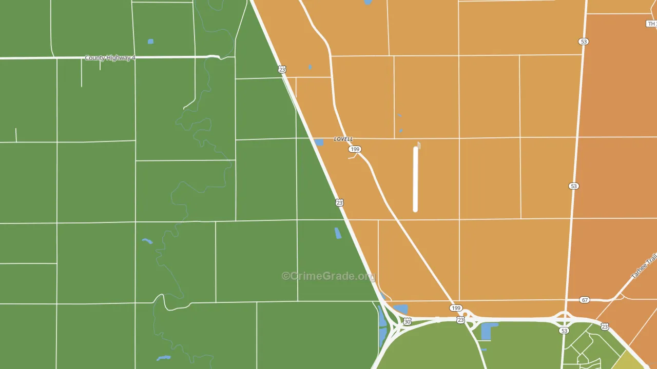 Lovell, OH Map of Robbery Rates