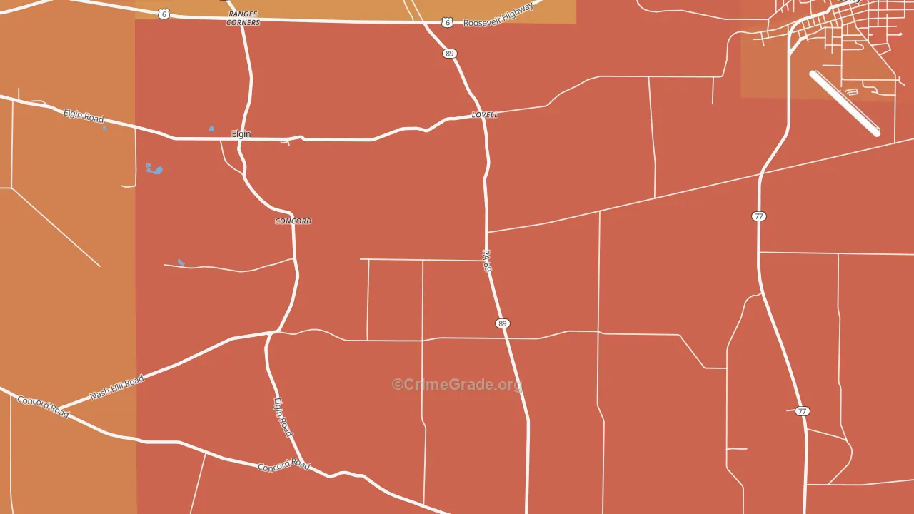 Lovell, PA Map of Robbery Rates