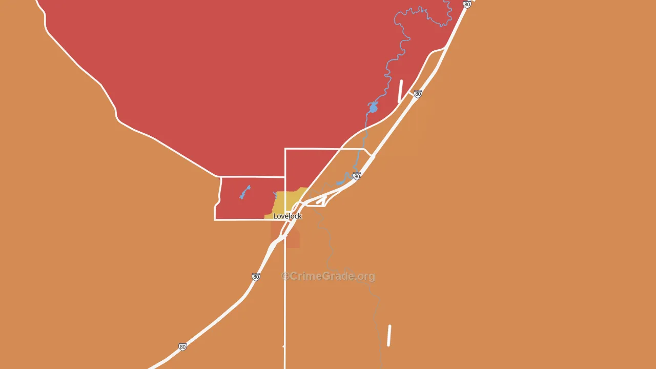 Lovelock, NV Map of Robbery Rates