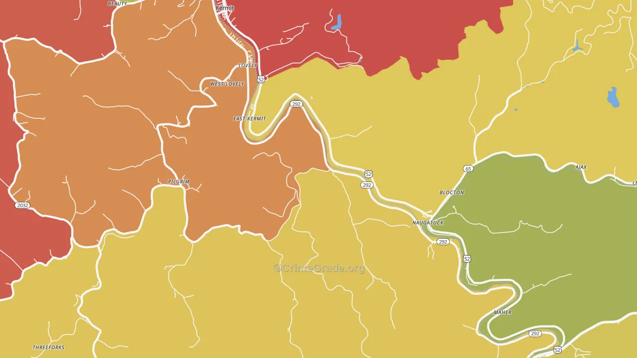 Lovely, KY Map of Robbery Rates