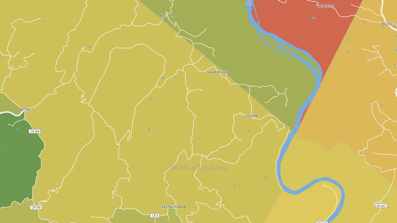 Lovern, WV Map of Robbery Rates
