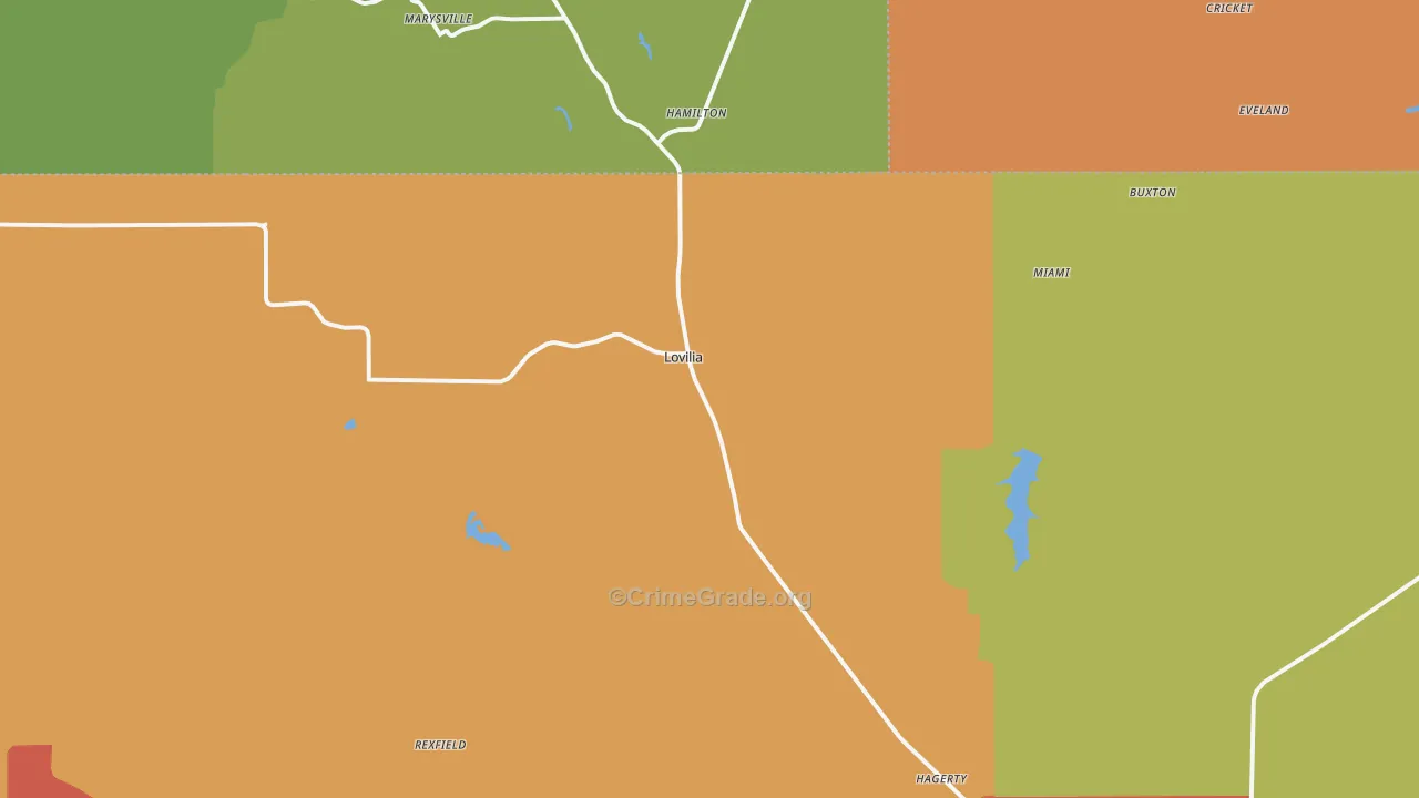 Lovilia, IA Map of Robbery Rates